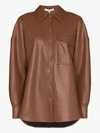 Tibi Back-tab Faux-leather Shirt In Brown