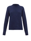 Tibi Cozette Mock-neck Alpaca-blend Sweater In Navy