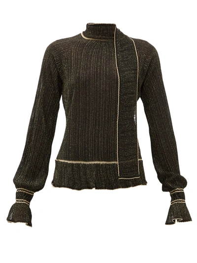 Peter Pilotto Shimmered High-neck Sweater In Black