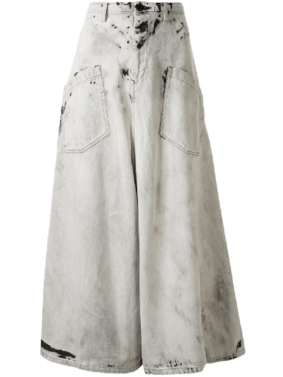 Y's Ys White O-f Drop Flared Jeans In Grey