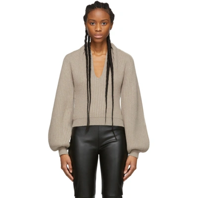 Alexander Wang Ribbed Wool & Cashmere Blend Sweater In Oatmeal