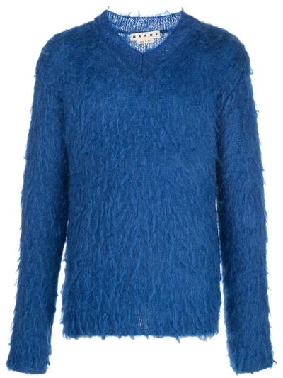 Marni Brush-finished Mohair Jumper In Blue