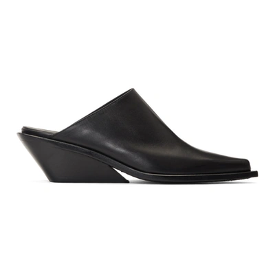 Ann Demeulemeester Black Wedge Mules In 099 Nero