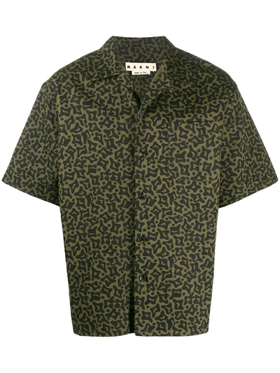 Marni Camo Cells Print Short-sleeved Shirt In Green