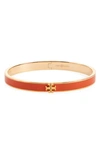 Tory Burch Kira Logo Colored Bangle Bracelet In Gold