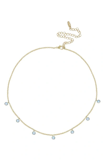 Ettika Blue Opal Disc Station Necklace In Gold
