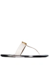 Gucci White Gg Marmont Thong Sandals