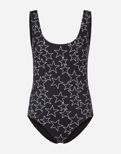 Dolce & Gabbana Millennials Star Print One-piece Swimsuit In Black