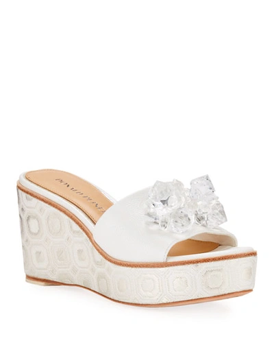 Donald J Pliner Idina Embellished Wedge Sandals, White