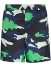 Valentino Camouflage Print Swim Shorts In Blue