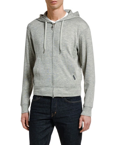 Tom Ford Men's Leisure Cashmere Zip-front Hoodie Sweater In Gray