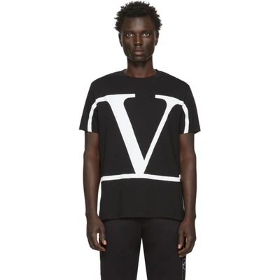 Valentino V-logo Print Cotton-jersey T-shirt In Black