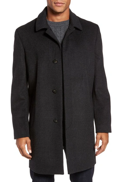 Hart Schaffner Marx Turner Plaid Wool Blend Topcoat In Dark Charcoal