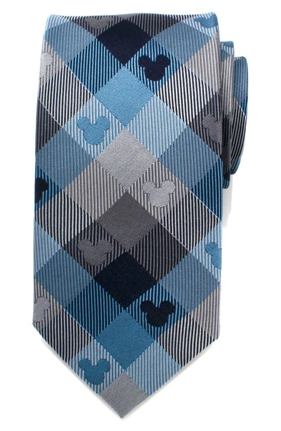 Cufflinks, Inc Mickey Mouse Plaid Silk Tie In Blue/ Grey