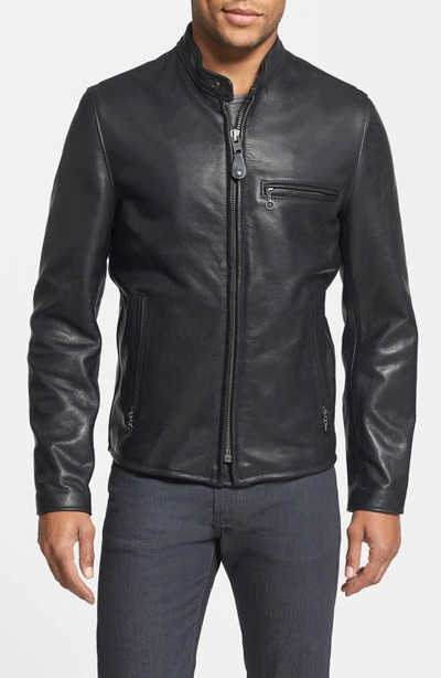 Schott Nyc Café Racer Oil Tanned Leather Moto Jacket In Black