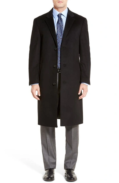 Hart Schaffner Marx Sheffield Classic Fit Wool & Cashmere Overcoat In Black