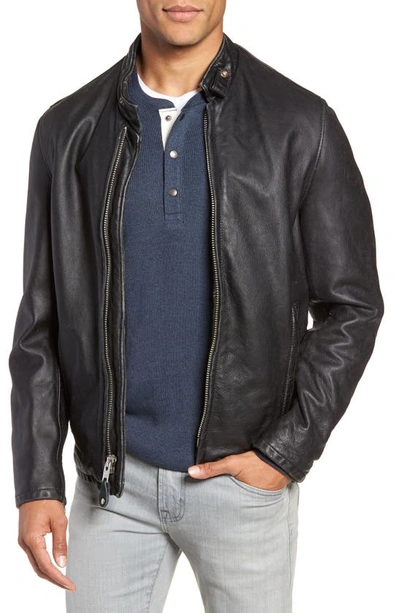 Schott Café Racer Hand Vintaged Cowhide Leather Jacket In Black