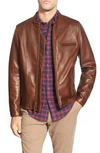Schott Nyc Café Racer Oil Tanned Leather Moto Jacket In Brown/ Brown