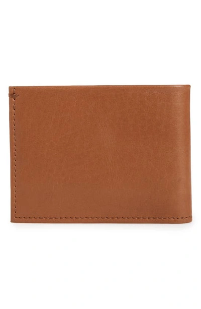 Shinola Slim Bifold Leather Wallet In Bourbon
