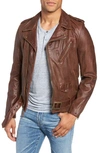 Schott Hand Vintaged Cowhide Leather Motorcycle Jacket In Brown