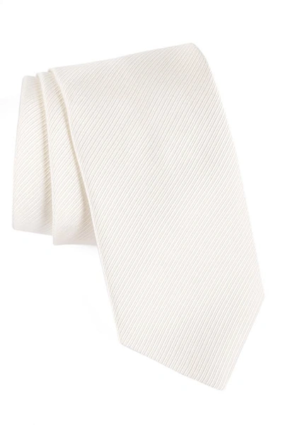 David Donahue Classic Silk Tie In White