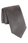 David Donahue Stripe Silk Tie In Charcoal