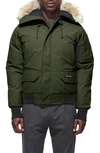 Canada Goose Chilliwack Down Bomber Jacket With Genuine Coyote Fur Trim In Military Green