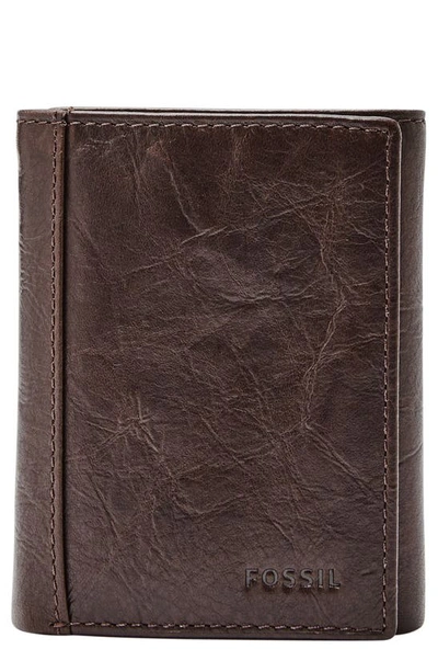 Fossil Neel Leather Wallet In Brown