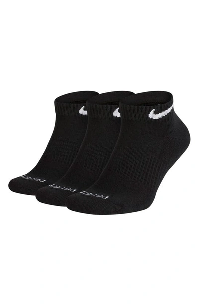 Nike Everyday Plus Cushioned Training Ankle Socks, Pack Of 3 In Black/white