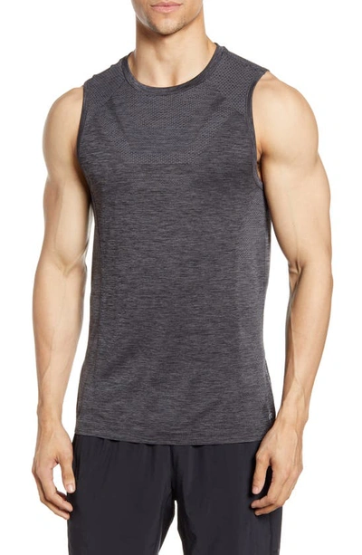 Alo Yoga Amplify Seamless Performance Tank Top In Black/grey Marled