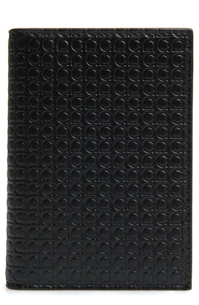 Ferragamo Men's Mini-gancio Bifold Leather Card Case In Black