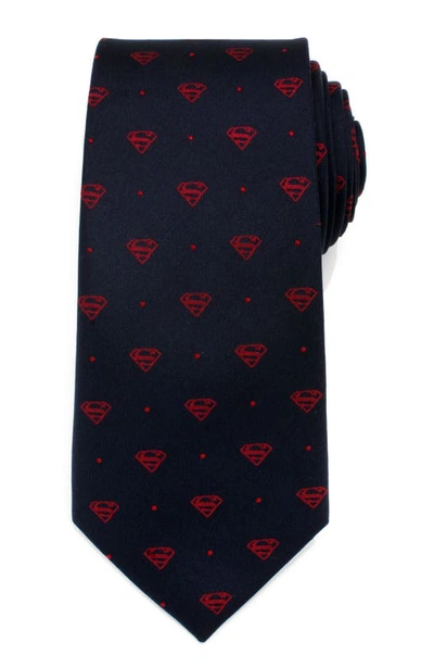 Cufflinks, Inc Superman Shield And Red Dot Tie In Blue