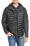 Patagonia Packable Windproof & Water Repellent Down Hooded Jacket In Forge Grey