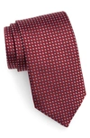 David Donahue Geometric Dot Silk Tie In Merlot