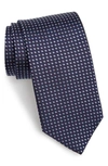 David Donahue Geometric Dot Silk Tie In Navy