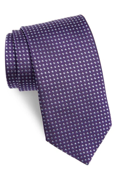 David Donahue Geometric Dot Silk Tie In Purple