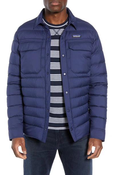 Patagonia Silent Water Repellent 700-fill Power Down Shirt Jacket In Classic Navy