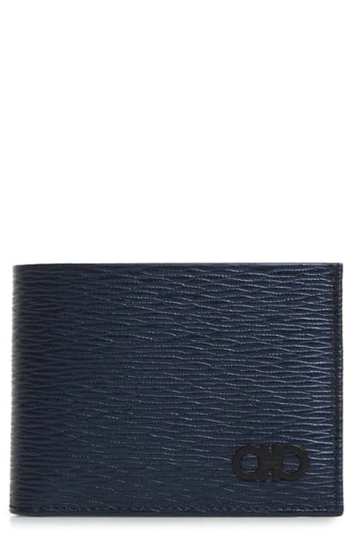 Ferragamo Revival Leather Wallet In Navy