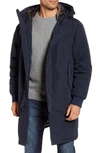 Cole Haan Tech Down Parka With Faux Fur Trim In Navy
