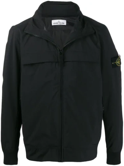 Stone Island Soft Shell Zip Jacket In Black