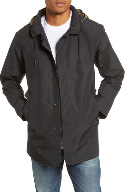 Herschel Supply Co Stowaway Mac Coat In Black/ Woodland Camo