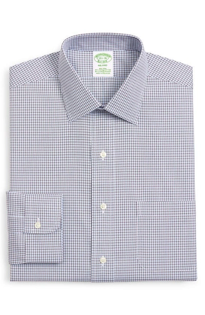 Brooks Brothers Milano Trim Fit Check Dress Shirt In Open Blue