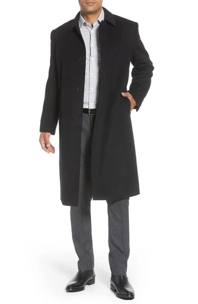 Hart Schaffner Marx Stanley Classic Fit Wool & Cashmere Overcoat In Black