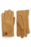 Ugg Genuine Shearling Lined Leather Tech Gloves In Chestnut