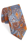 Ermenegildo Zegna Paisley Silk Tie In Orange Fan