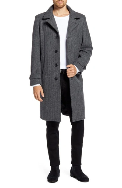 Schott Herringbone Wool Blend Coat In Gray