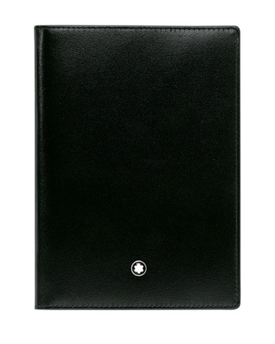 Montblanc Meisterstuck International Passport Holder In Glossy Black Leather 35285