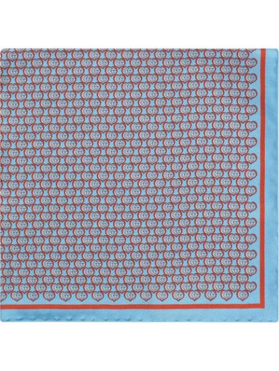 Gucci Monogram Print Pocket Square In Blue