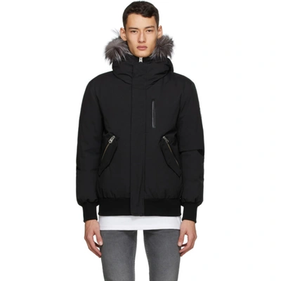 Mackage Dixon Down Bomber Jacket With Genuine Fox & Rabbit Fur Trim In Black