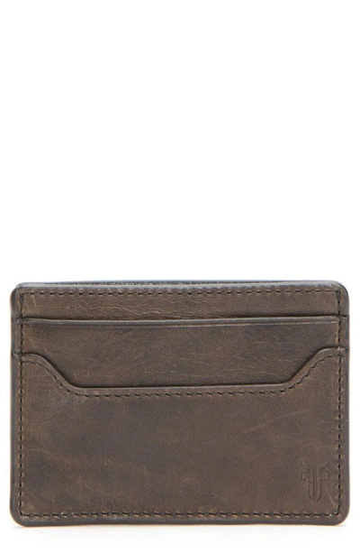 Frye Logan Leather Money Clip Card Case In Dark Brown